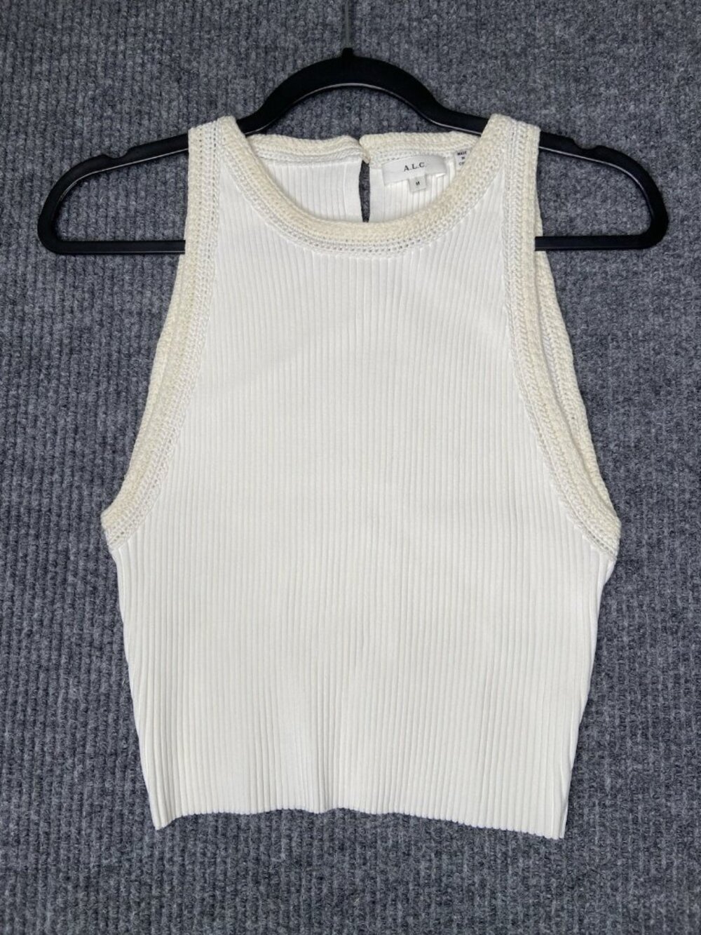 A.L.C. Ashton High-Neck Ribbed Crop Top in OFF Ivory sz M Medium blouse